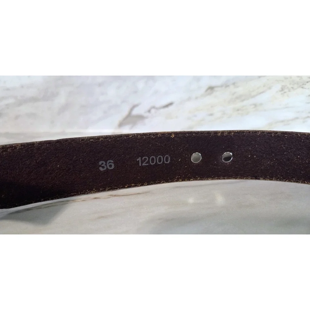 Men's Vintage Onyx by Brighton Golf Ornament Brown Leather Belt Two-Tone Size 36